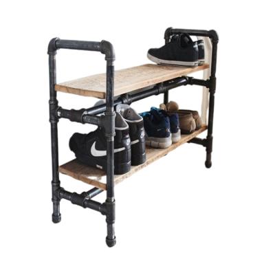 China New Custom Made Solid Pine Wood Water Pipe Multi Layer Shoe Rack Household Retro Bathroom Shoes Rack For Home for sale