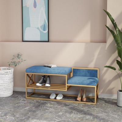 China Shoe Rack With Nordic Modern Sofa Shoe Stool Velvet Stool Household Storage Rack Changing Shoe Rack for sale