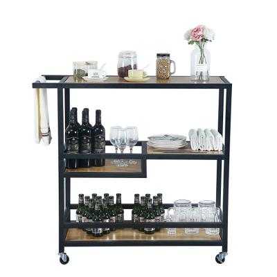 China Solid Metal Pine Family 3 Tier Food Storage Island Counter Solid Wood Serving Furniture and Rotating Cart Kitchen Cart with Wheel for sale