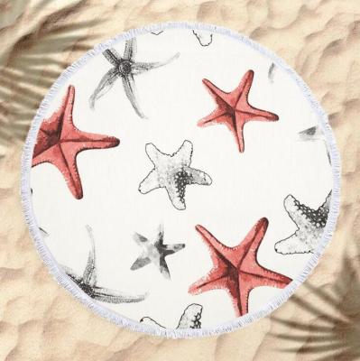 China 2019 Starfish Large Size QUICK DRY Printed Round Beach Towel Custom Made Wholesale for sale