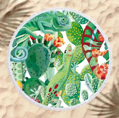 China Custom Stock QUICK DRY Lot Cacti Printed Round Beach Towel for sale