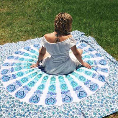 China QUICK DRY Outdoor Round Wall Hanging Towel Beach Throwse Quick Dry Folding Beach Towel For Picnic Mat Peacock Camping Swimming for sale