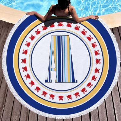 China QUICK DRY Wholesale Letters Design Customized Printed Round Beach Towel for sale