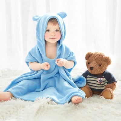 China Baby QUICK DRY Wholesale Microfiber Yiwu Towel Bear Design Cute Soft Hooded Poncho for sale