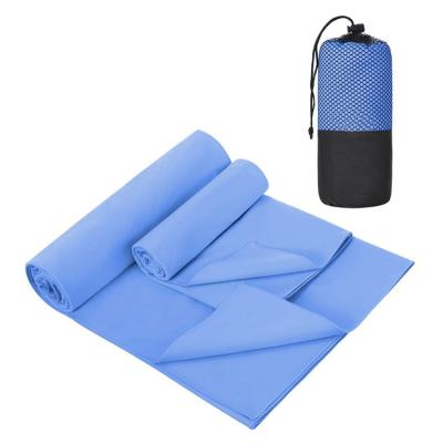 China Custom QUICK DRY GYM Yoga Microfiber Towel LOGO Printed Microfiber Camping Towel with Mesh Bag for sale