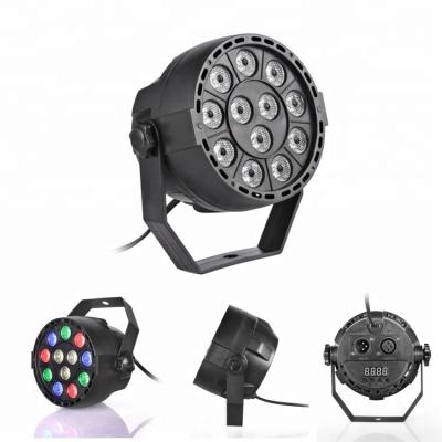 China Garden Wholesale New Mini Flat LED Par Light 12Pcs RGBW DJ Plastic Stage Light for sale