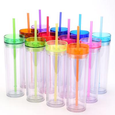 China Sustainable New Arrival 16OZ Insulated Lean Double Wall Tumbler Plastic Cup With Handle Tea Plastic Water Bottles With Straw for sale