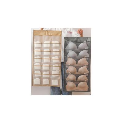 China New Arrival Non-Woven Foldable Double-Sided Wardrobe Storage Socks Bag Folding Hanging Storage Bag Organizer for sale