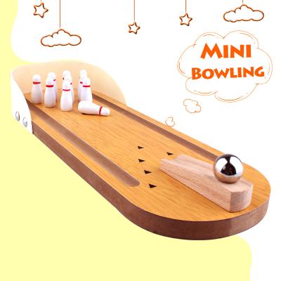 China Wholesale Mini Wooden Table Game Mini Bowling Wooden Game Kids Educational Toy for sale