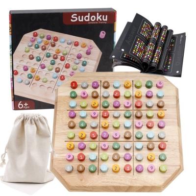 China Early Childhood Education Sudoku Puzzle Board Game Wooden Colorful Children's Puzzle Game for sale