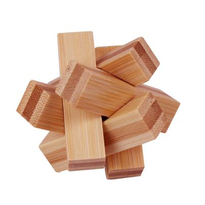 China Ming Lock Wooden Puzzle Kids DIY Brain Teaser 3D Educational Toy Bamboo 3D Puzzle Knot Hole Unisex for sale