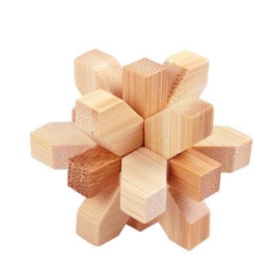 China Educational Plum Blossom Kong Ming Lock Puzzle Children DIY Brain Teaser 3D Puzzle Toy Bamboo 3D Unisex for sale