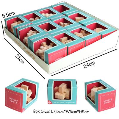 China Educational Wooden Puzzle Toy 3D KongMing Lock IQ Puzzle Brain Teaser Puzzle With PDQ For Kids Adult for sale