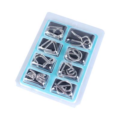 China Educational Brain Twisters Mind Teasers IQ Puzzle 3D Puzzle Toy 8Pcs/Set Metal Jigsaw Puzzle for sale