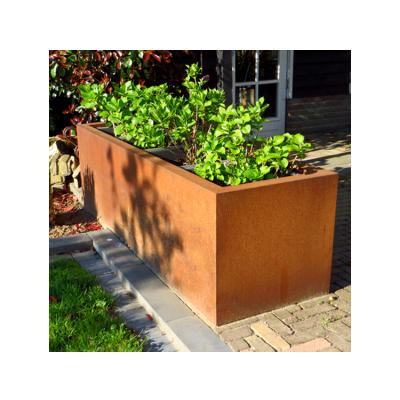 China Custom Customized Laser Cut Metal Planter Garden Corten Steel Flower Pot for sale