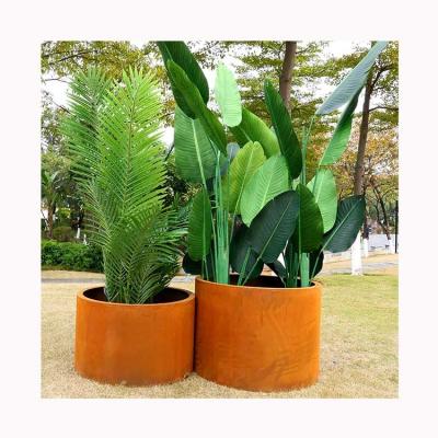 China Custom Made Large Indoor Square Outdoor Garden Flower Planter Metal Corten Steel Flower Pots Pots For Plants for sale