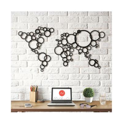 China Custom Europe laser cut metal wall art for home living room hallway decor decoration metal world map for sale