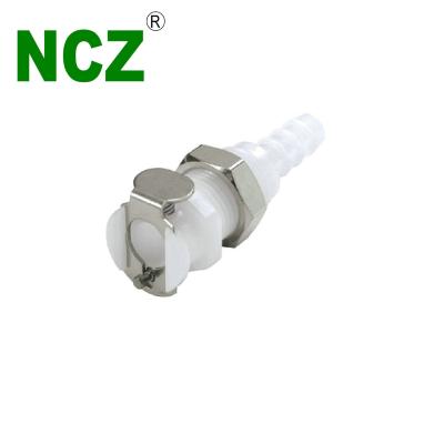 China NCZ 1604 Panel Mount Hose Barb RS-PMC Female Fittings pmcd1601 1602 1603 MFC Plastic Quick Connect Medical Liquid Coupling Equals for sale