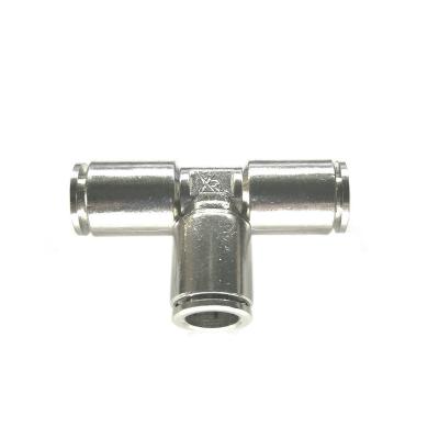 China NCZ Printing Shops Quick Plug Connector YPF-T PE Copper Nickel Plated Tee All Copper Quick Joint Pneumatic Fittings Tube Pipe Nylon Brass for sale