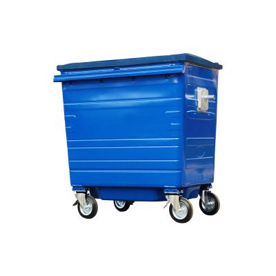 China Rolling Type 1100L Construction Cover Rectangle Fire Retardant Wholesale Industrial Silver Extra Large Waste Bin Waste Bin for sale