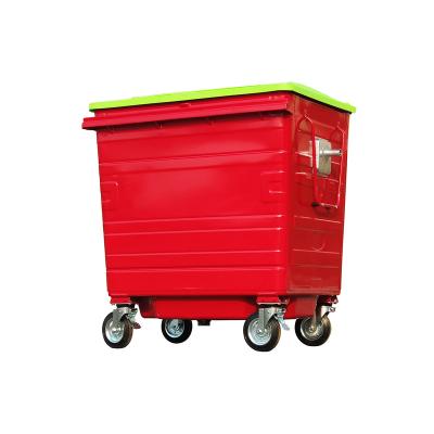 China Rolling Type 1100L Industrial Factory Metal Sort Bin Cover Suppliers Galvanized Big Large Capacity Waste Bin for sale