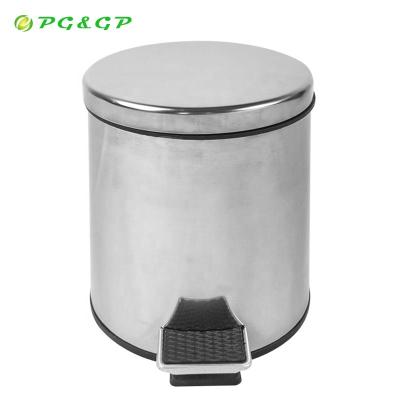 China Rolling Type Swing Lid Office Waste Paper Cover Commercial Trash Can Bite Slim Metal Circular Trash Can for sale