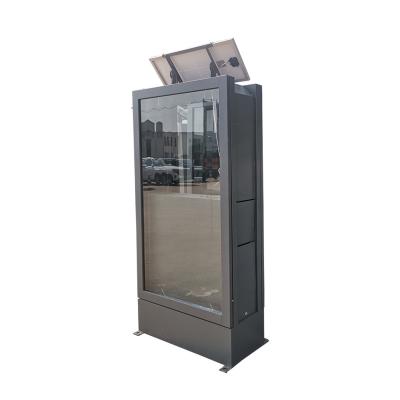 China 2 Compartments Outdoor Solar Advertising Trash Penstand Outdoor Classification Trash Can for sale