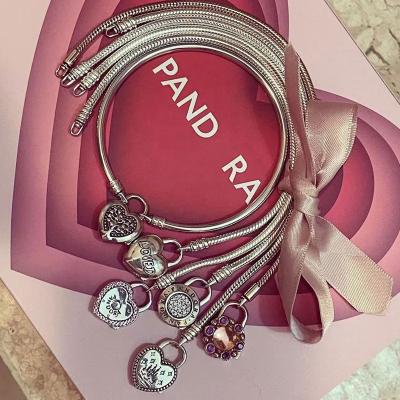 China 1:1 S925 Sterling Silver Women Original CLASSIC LOGO Fine High Quality Pandoraer Charm Bracelet 2022 New for sale