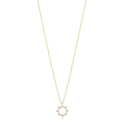 China Yadoo Vermeil CLASSIC Jewelry S925 Sterling Silver 18k Gold Plated Design Good Women Fashion Diamond Pave Sun Pendant Necklace for sale