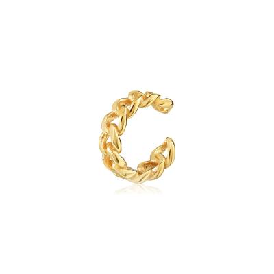 China Yadoo Vermeil Jewelry S925 Sterling Silver 18k CLASSIC Gold Plated Women Hip Hop Trend Cuban Cuff Earring for sale