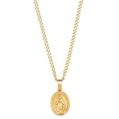 China Yadoo Vermeil Jewelry S925 Sterling Silver 18k Gold Plated Men's Cuban Necklace With Jesus Pendant for sale