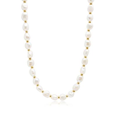 China Yadoo Vermeil Jewelry S925 Sterling Silver 18k CLASSIC Gold Plated Fashion Design Necklace Men Baroque Pearl Necklace for sale