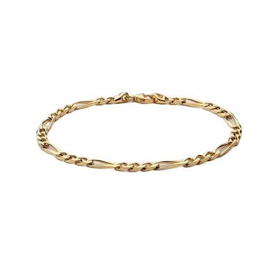 China Yadoo Vermeil Jewelry S925 Sterling Silver 18k Men's CLASSIC Gold Plated Simple Chain Bracelet 5mm Figaro for sale