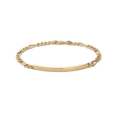 China CLASSIQUE Yadoo Vermeil Jewelry S925 Sterling Silver 18k Gold Plated Men Personalized Fine 3mm Figaro ID Chain Bracelet for sale