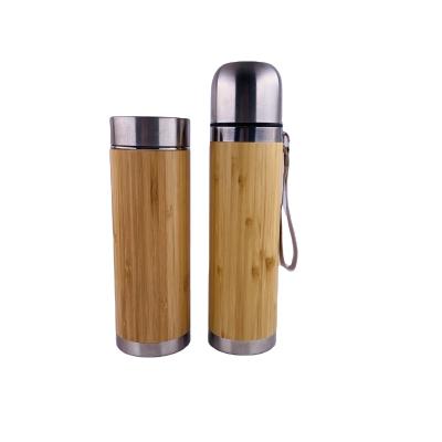 China Factory Price Nature Vacuum Business Double Wall Stainless Steel Vacuum Flasks And Bamboo Thermoses for sale