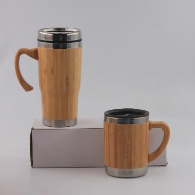 China PORTABLE 400ml Vacuum Body Tea And Water Bottle Bamboo Flask With Bamboo Lid for sale