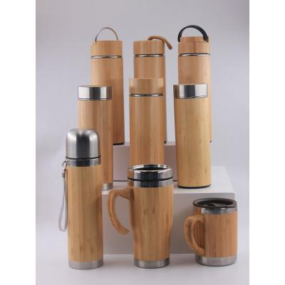 China Wholesales PORTABLE custom thermoses bamboo vacuum flask, stainless steel vacuum flask bamboo water bottle for sale