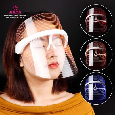 China Skin Tightening MIQMI Facial Skin Tightening USB Charge 3 Color Led Light Therapy Face Mask Home Use Led Photon Face Changing Face Mask for sale