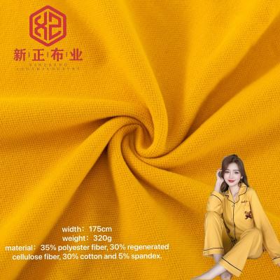 China Dyeable 35% Polyester 30% Recycled Cellulose Fiber 30% Spandex Cotton 5% Rice Grain Adhesive Velvet Lurex Dyed Polyester Fabric for sale