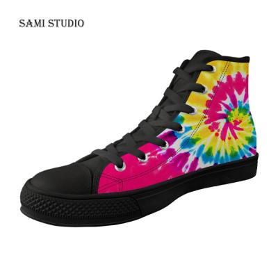 China Anti-odor men's casual shoes sports watercolor painting printed custom canvas shoes logo shoes sapatos masculino for sale