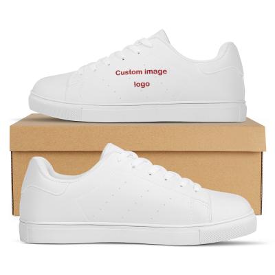 China CUSHIONING Genuine PU Leather Casual Shoes White Women Sneakers Custom Made Canvas Shoes For Women for sale