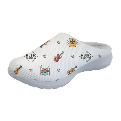 China Anti-Slippery Music Note Printing Flat Ladies Slip-On Sandals Women Beach Mesh Slippers For Females Guitar Pattern Shoes for sale