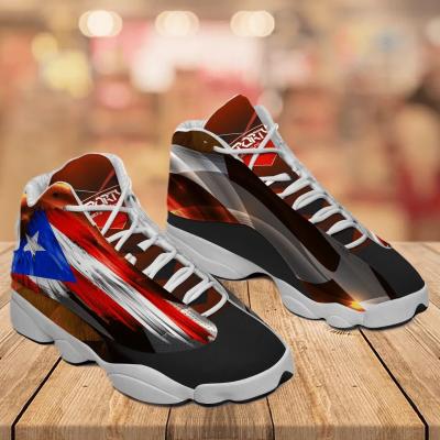 China 2022 New Puerto Rico Flag Galaxy Sneakers Cool Men's Sweat-absorbent Basketball Shoes Breathable Sports Shoes Custom Made Basketball Shoes for sale