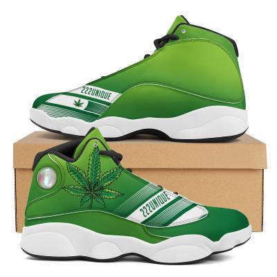 China Wholesale Sweat-absorbent Youth Green Sneakers 222 Stylish SINGLE Leaf Weed Boy's Basketball Casual Shoes With Slash Design Basketball Shoes for sale