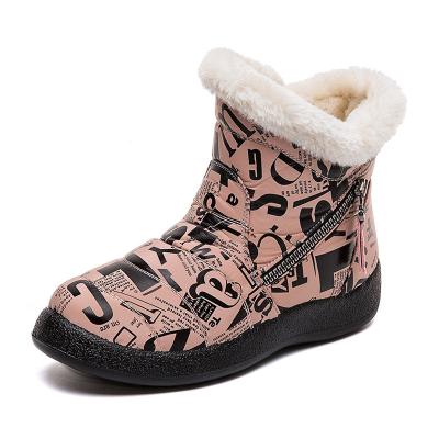 China Low MOQ Double Anti-odor Zipper Women's Winter Snow Boot Plush Genuine Leather Waterproof Hairy Boots For Women for sale