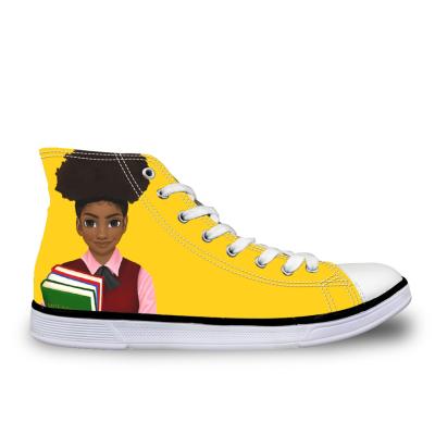 China Black Magic African Print High Top Kids Sneakers Kids Canvas Boy Girl Shoe Custom Anti-odor Children's Casual Shoes for sale