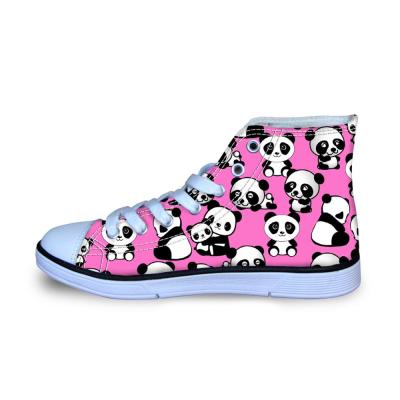 China Panda Print High Top Lightweight Canvas Shoes Mens Boys Vulcanize Classic Shoes Girl Fashion Cartoon Sneakers Custom Wholesale for sale