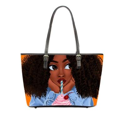 China High Quality Dropshipping Custom Ladies Leather Bags Black Art Women Bags African American Purse Handbags Shoulder Tote Sac A Main for sale