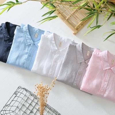 China Wholesale Bulk Natural Men's Anti-pilling Eco Friendly Button Up Shirts 100% Boys Hemp Canvas Shirts Casual Organic White Pink Long Sleeve Fit Men for sale