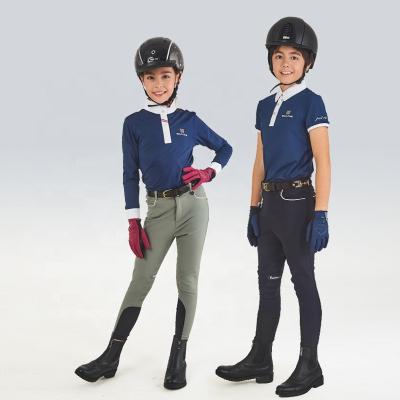 China Nylon+spandex kid custom logo waist silicone jodhpurs tops racing pants bootie riding gaiters equestrian apparel with pockets for sale